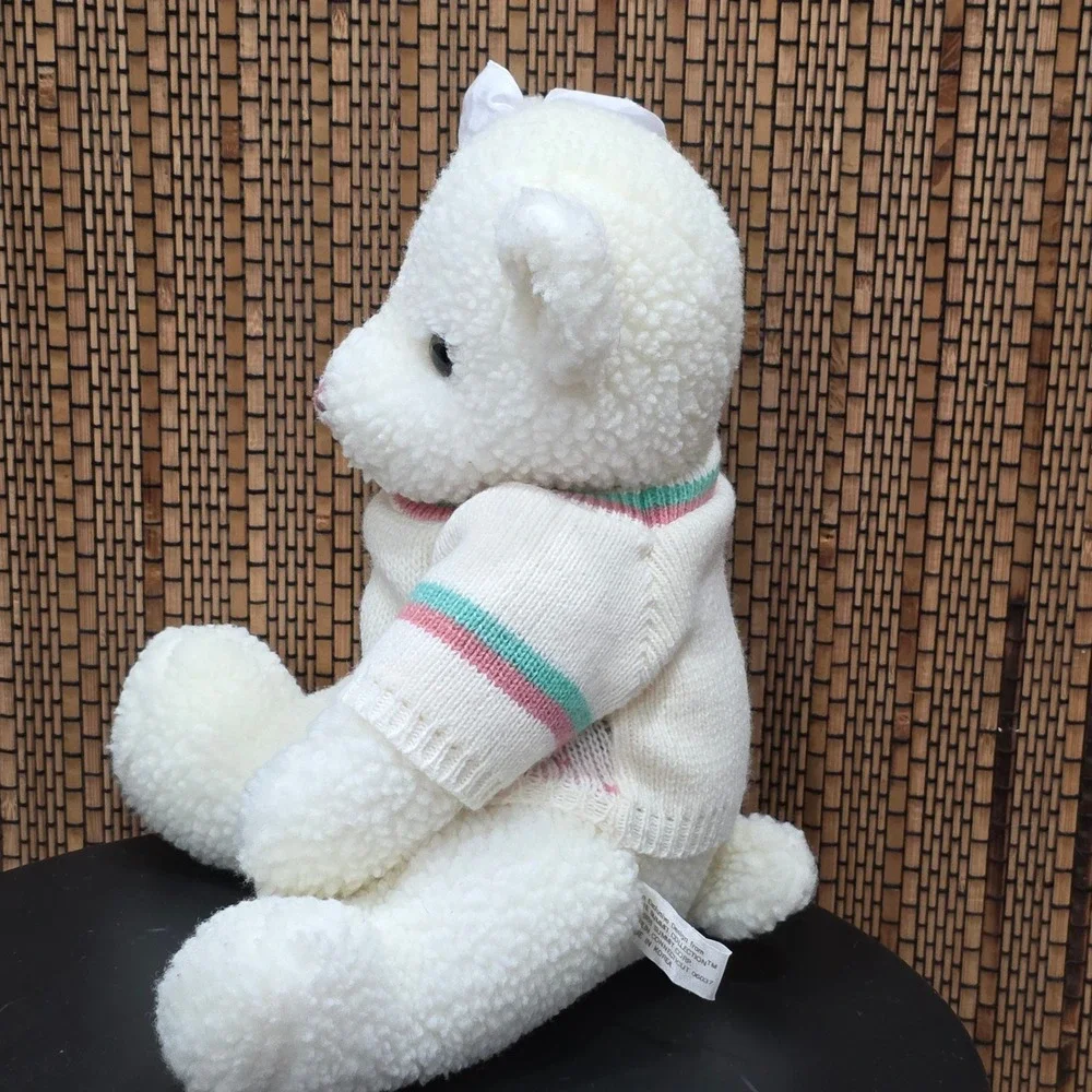 Vintage Popcorn Sherpa Teddy Bear Goose Sweater 1988 Summit Collection White 10